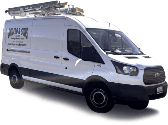 Ongaro & Sons white service van with roof-mounted equipment and company branding on the side.