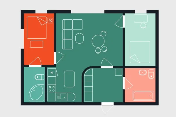 Floor plan graphic to highlight zone control capabilities.