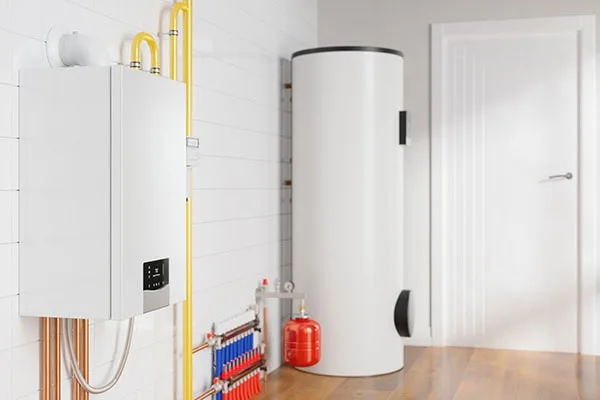 Side view of a boiler.