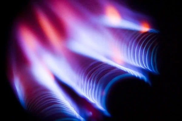 Furnace flames.