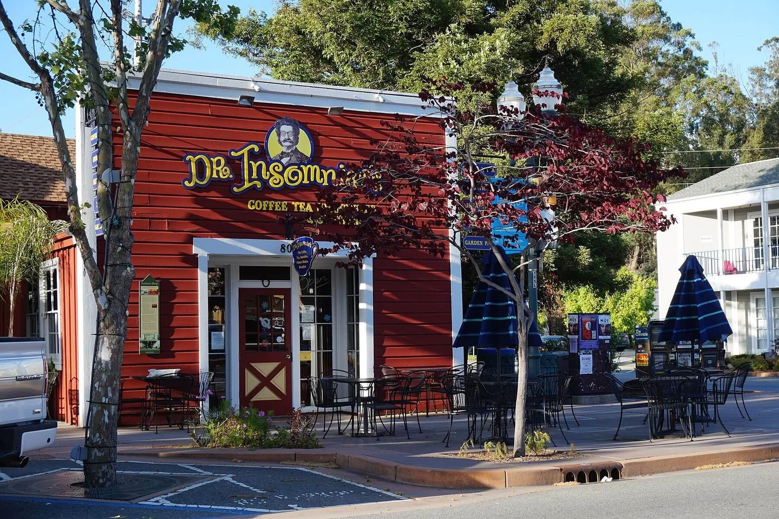 Cafes and storefronts in downtown Novato