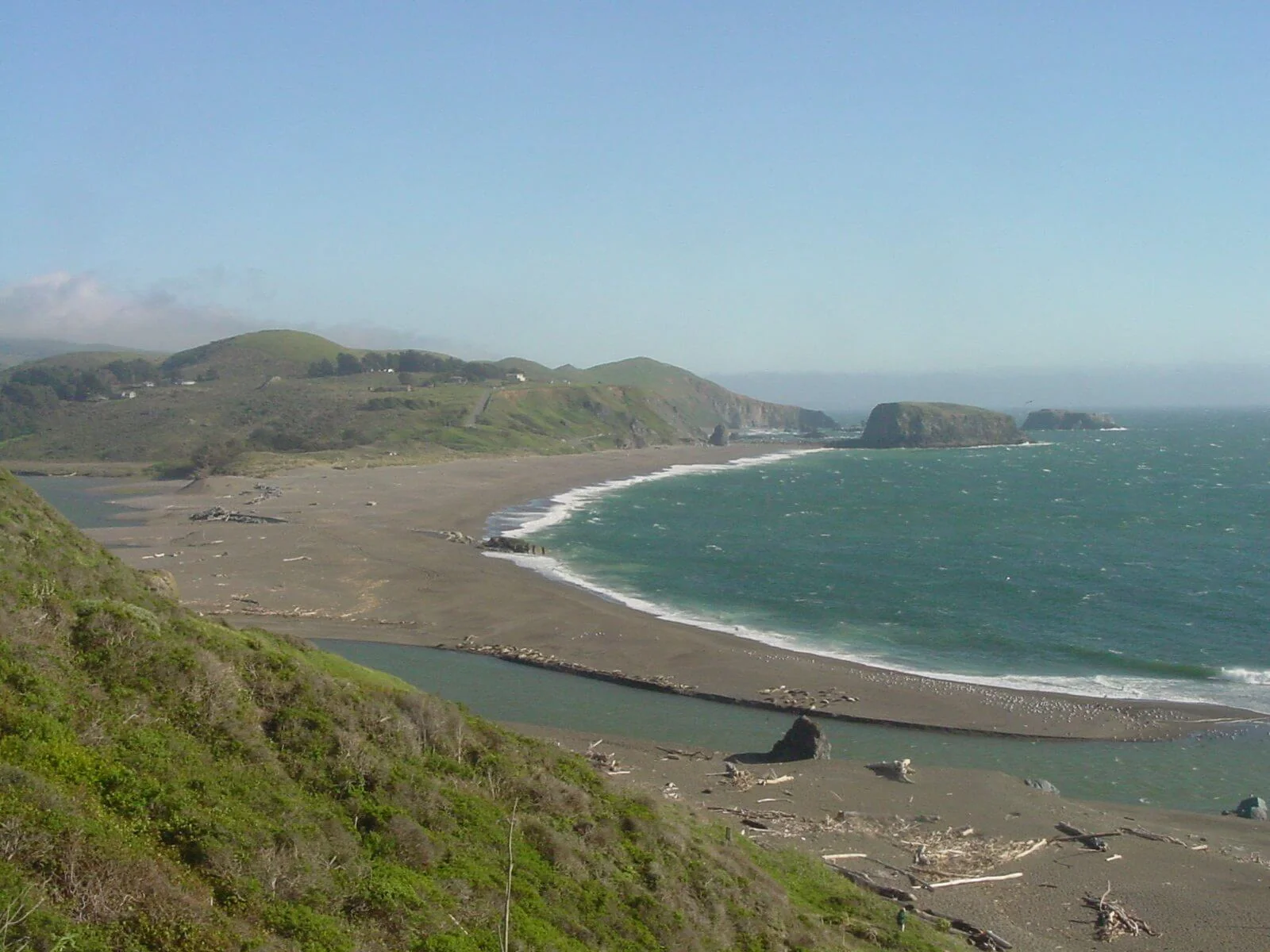 The mouth of the Russian River viewed from the Jenner cliffs in Sonoma County