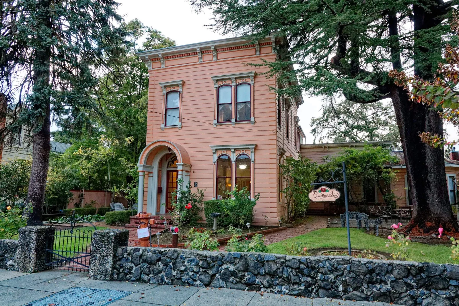 A Victorian house on a residential street in Healdsburg