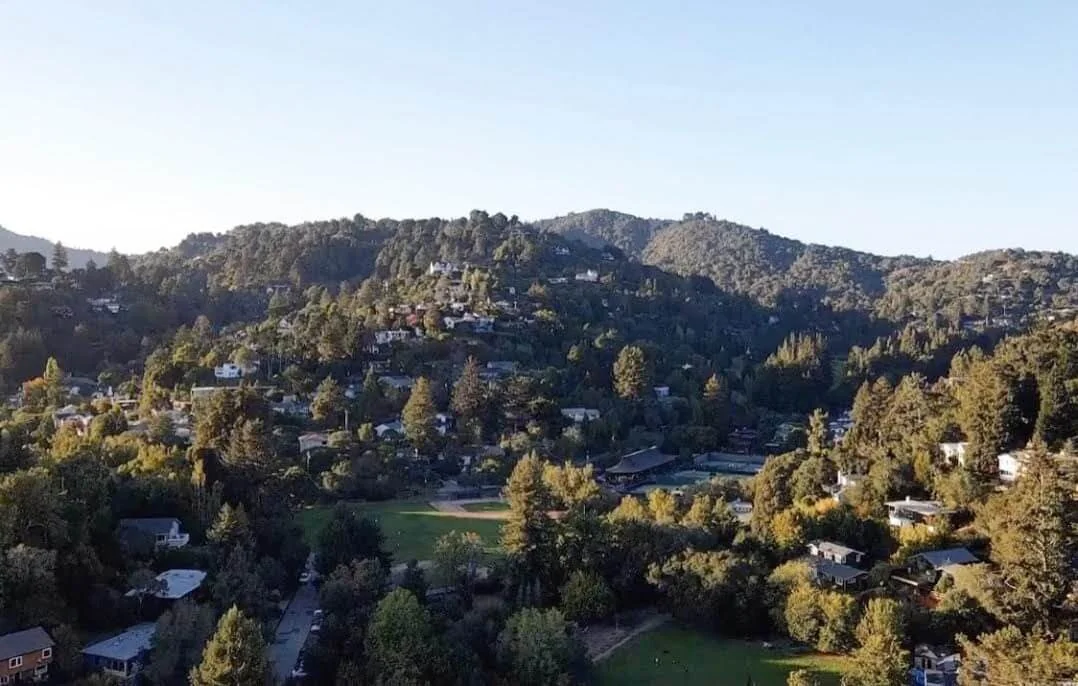 Mill Valley set among wooded hills in southern Marin County