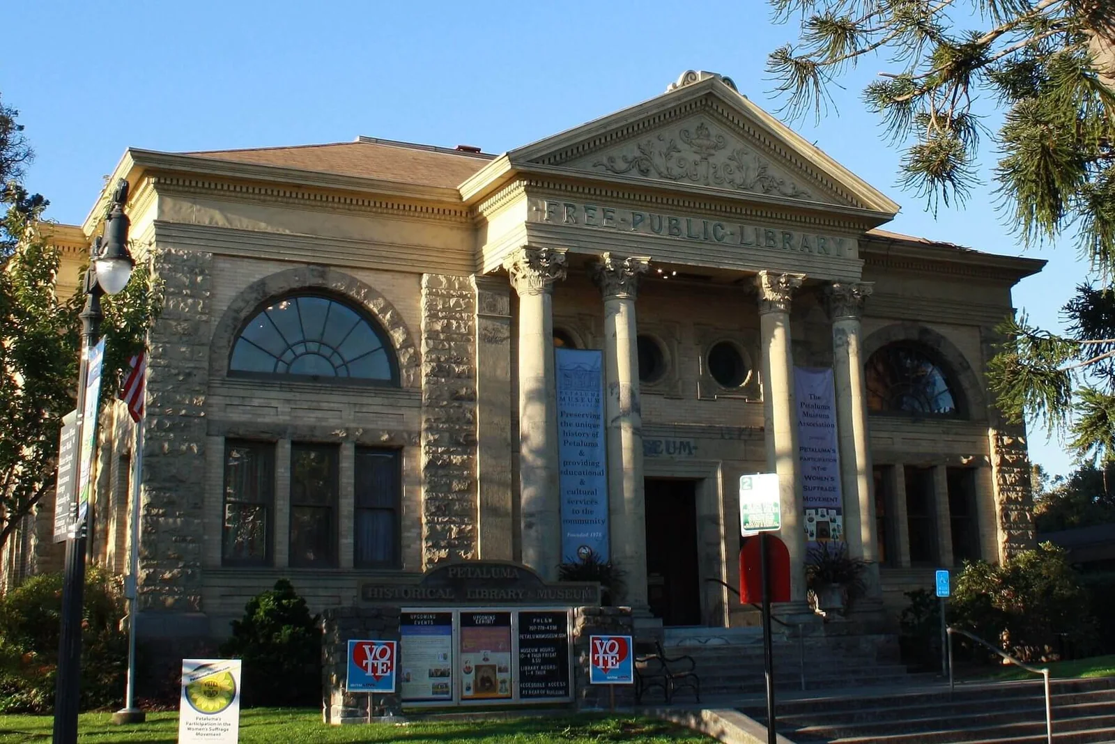 The Free Public Library of Petaluma, a National Register listed building at B and Fourth streets