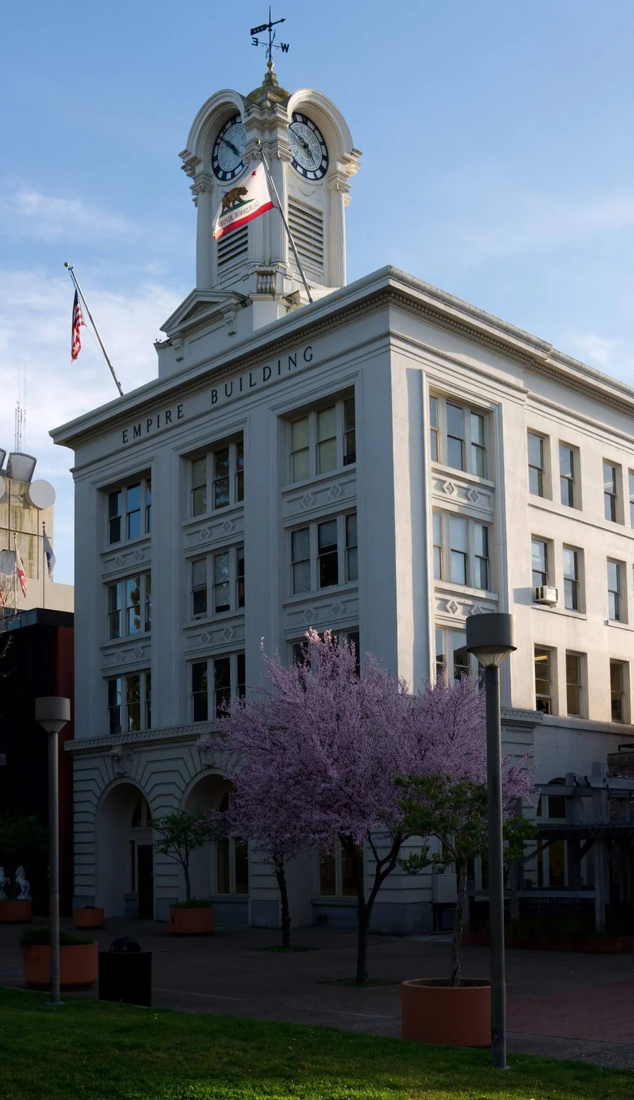 The Empire Building clock tower in downtown Santa Rosa, built after the 1906 earthquake