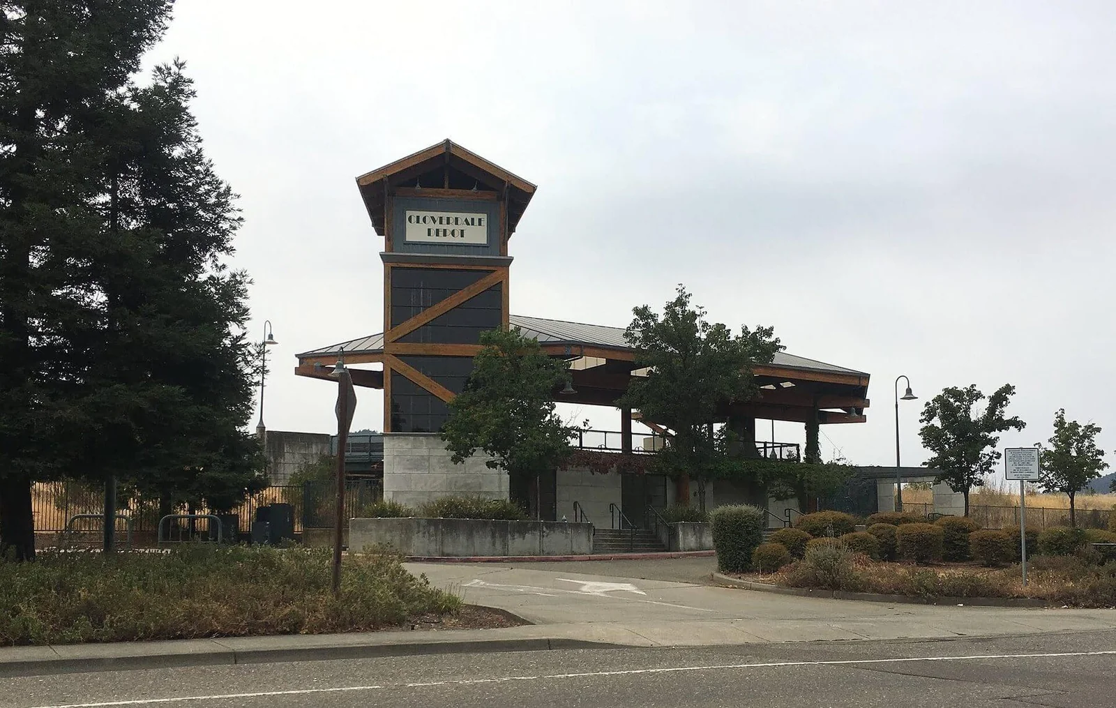 The Cloverdale Depot seen from Asti Road in Cloverdale