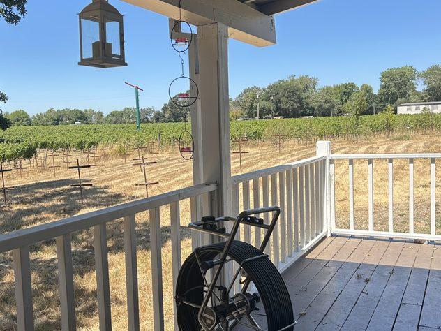 Sewer camera reel at a rural North Bay property