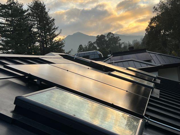Rooftop photovoltaic array on a Marin County home